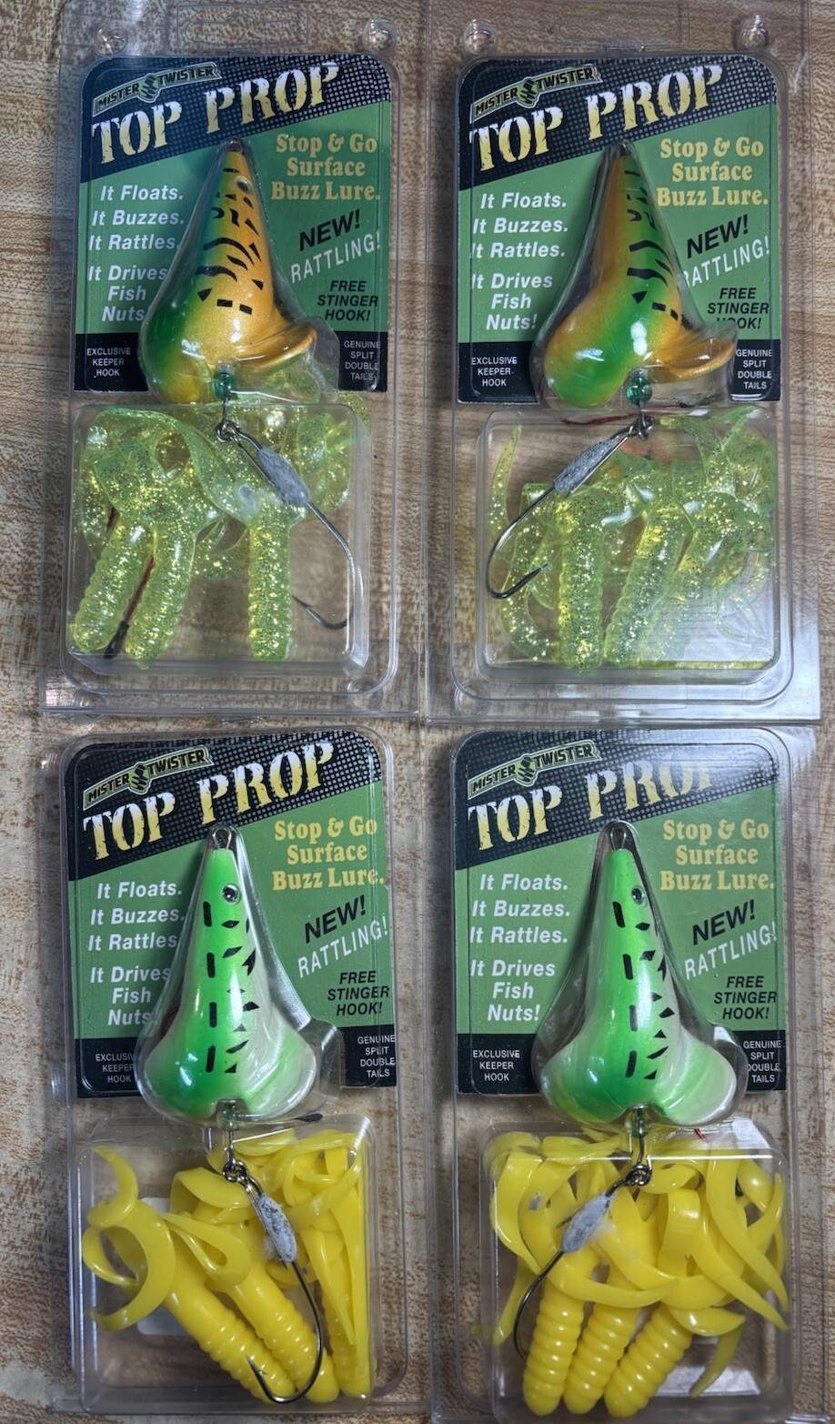 4 Mister Twister Top Prop Lures Frog Discontinued