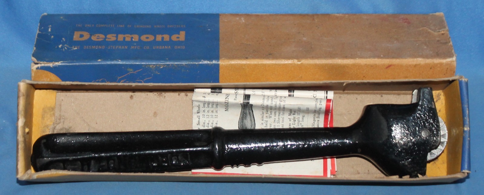 Vintage Desmond H-1 Grinding Wheel Dresser, 11" Long In Original Box