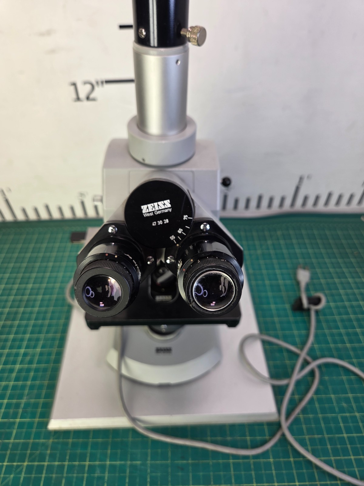 Zeiss Upright Microscope Mounted on a Metal Plate W/2 Objectives