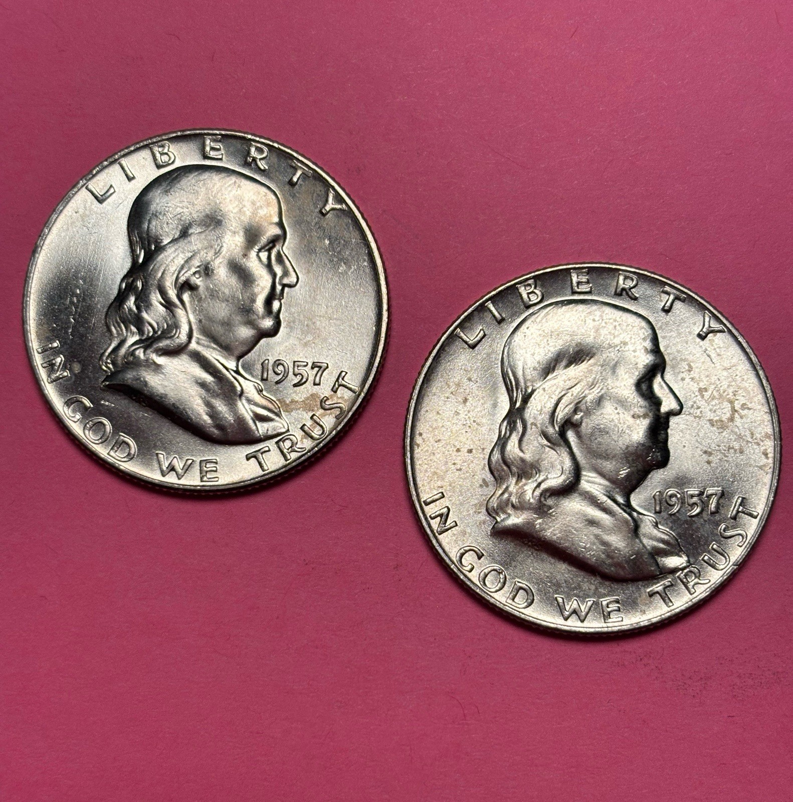1957 D Franklin Half Dollars 90% Silver