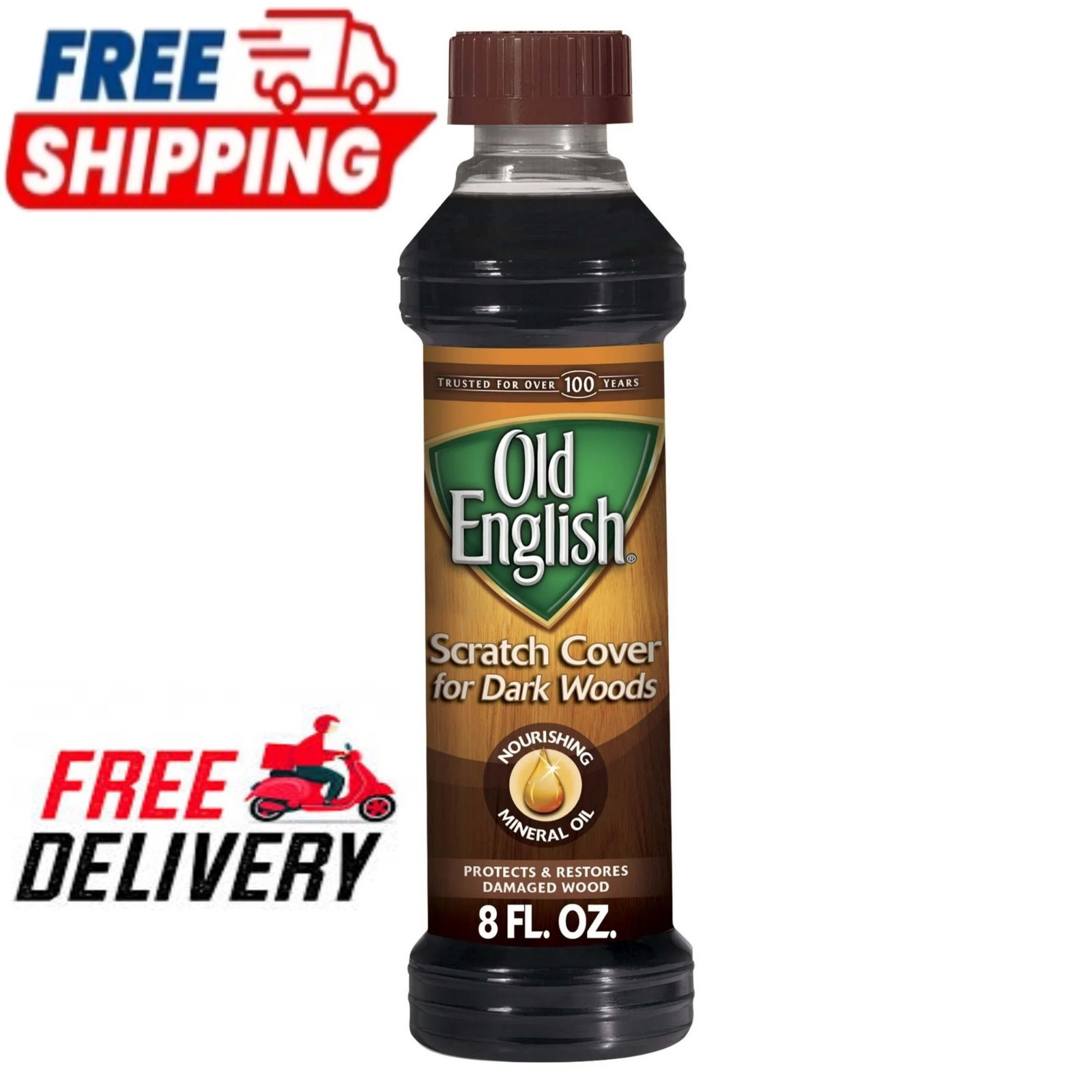 Old English Dark Wood Furniture Oil Scratch Cover Polish, 16oz