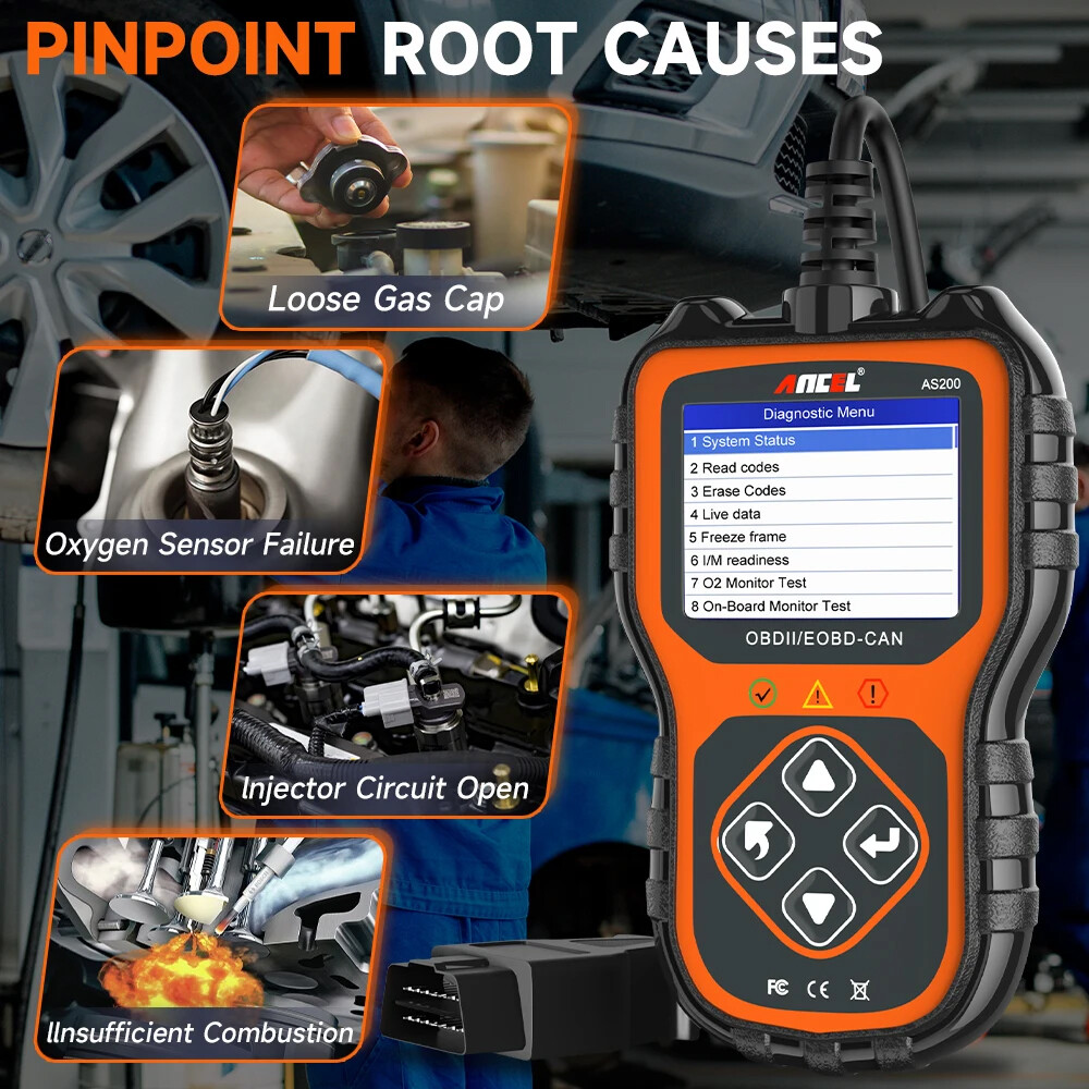ANCEL AS200 OBD2 Scan Tool Automotive Scanner Car Engine Code Reader SMOG Test