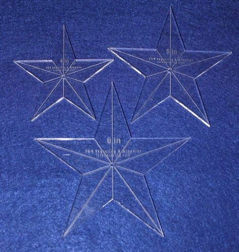 Star Template 3 Piece Set  4,5,6 Inches - Clear 1/4 Inch Thick