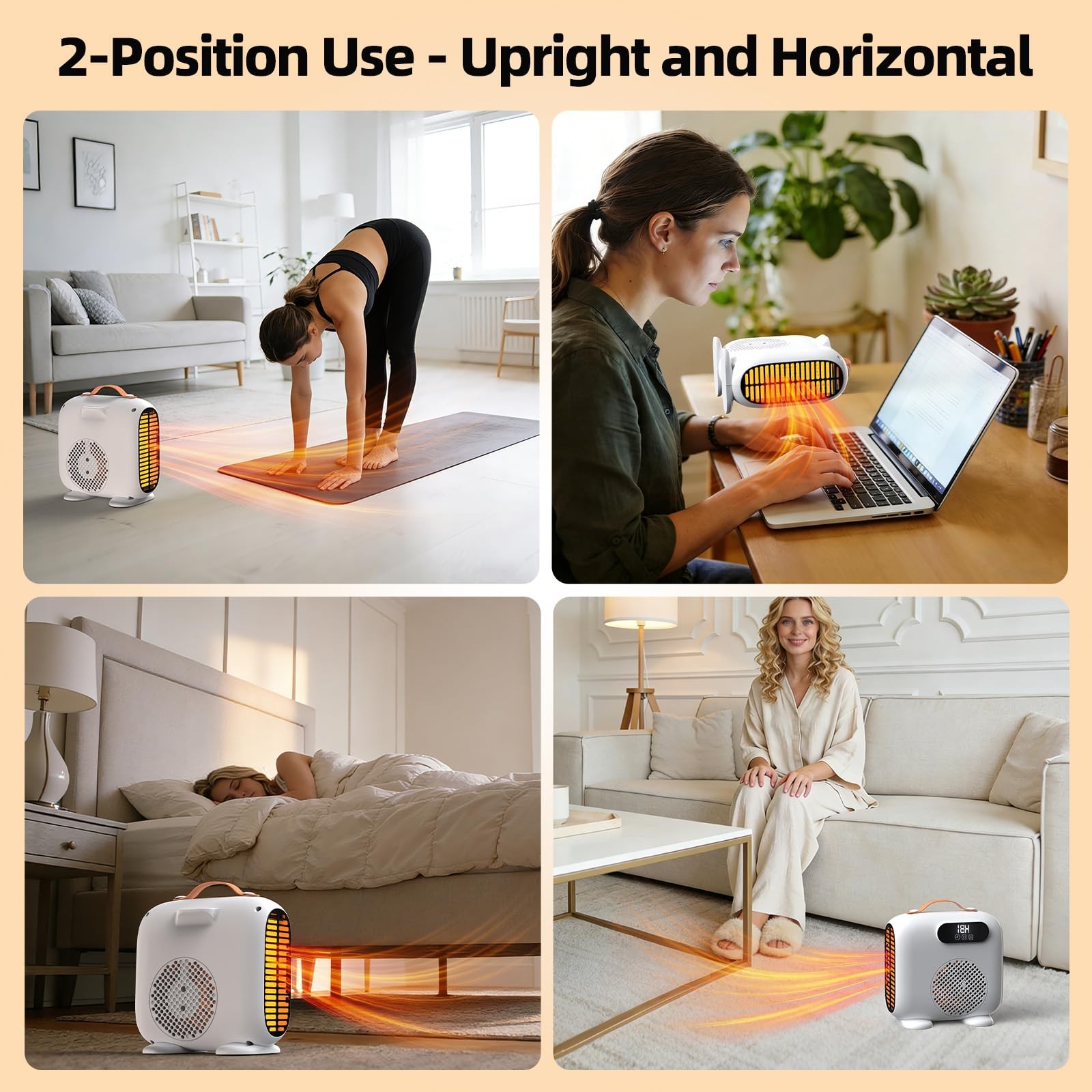 Gyrivav Space Heater, Portable Heaters for Indoor Use with Small, White
