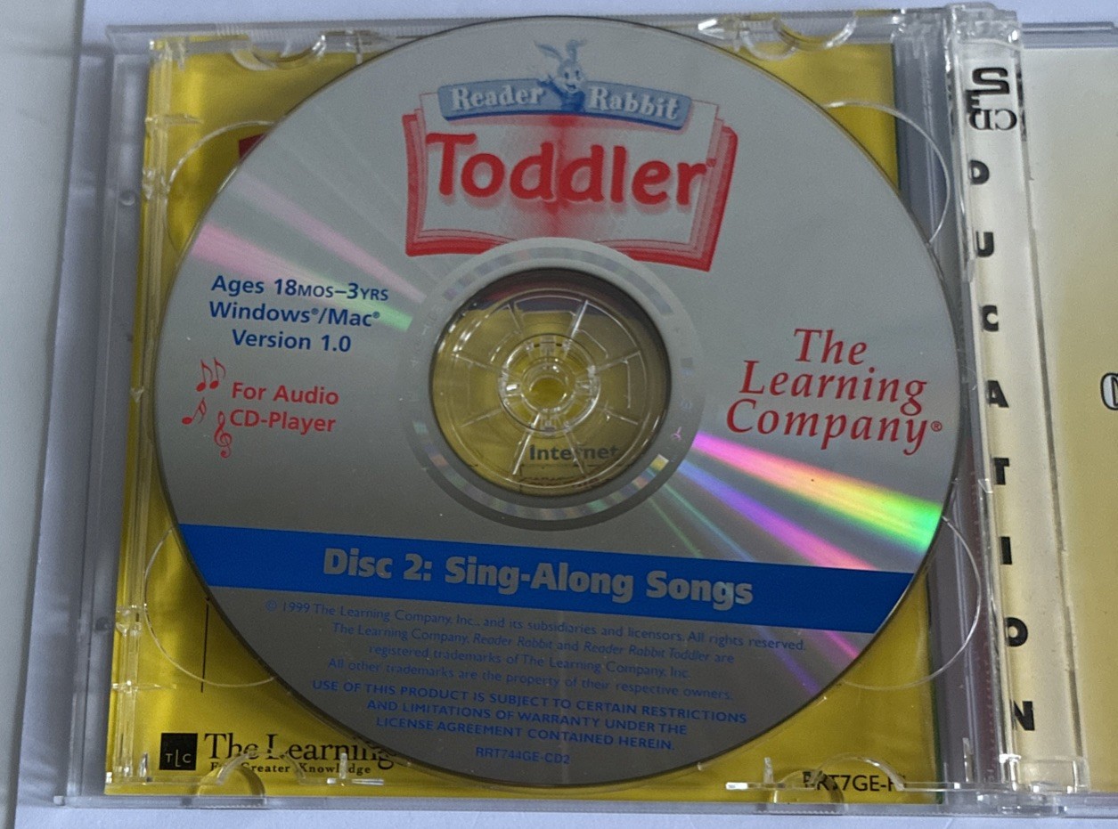 Reader Rabbit Toddler PC MAC CD-ROM 1999 2-CD Special Edition- Scratch-Free CIB