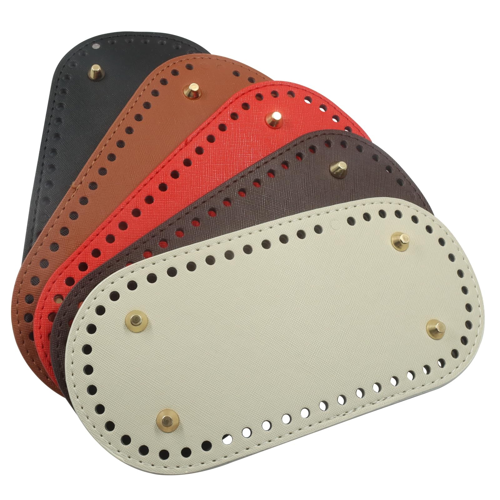 4Pcs 11.8x4" Oval PU Leather Crochet Knitting Bag Bottom Base with Holes