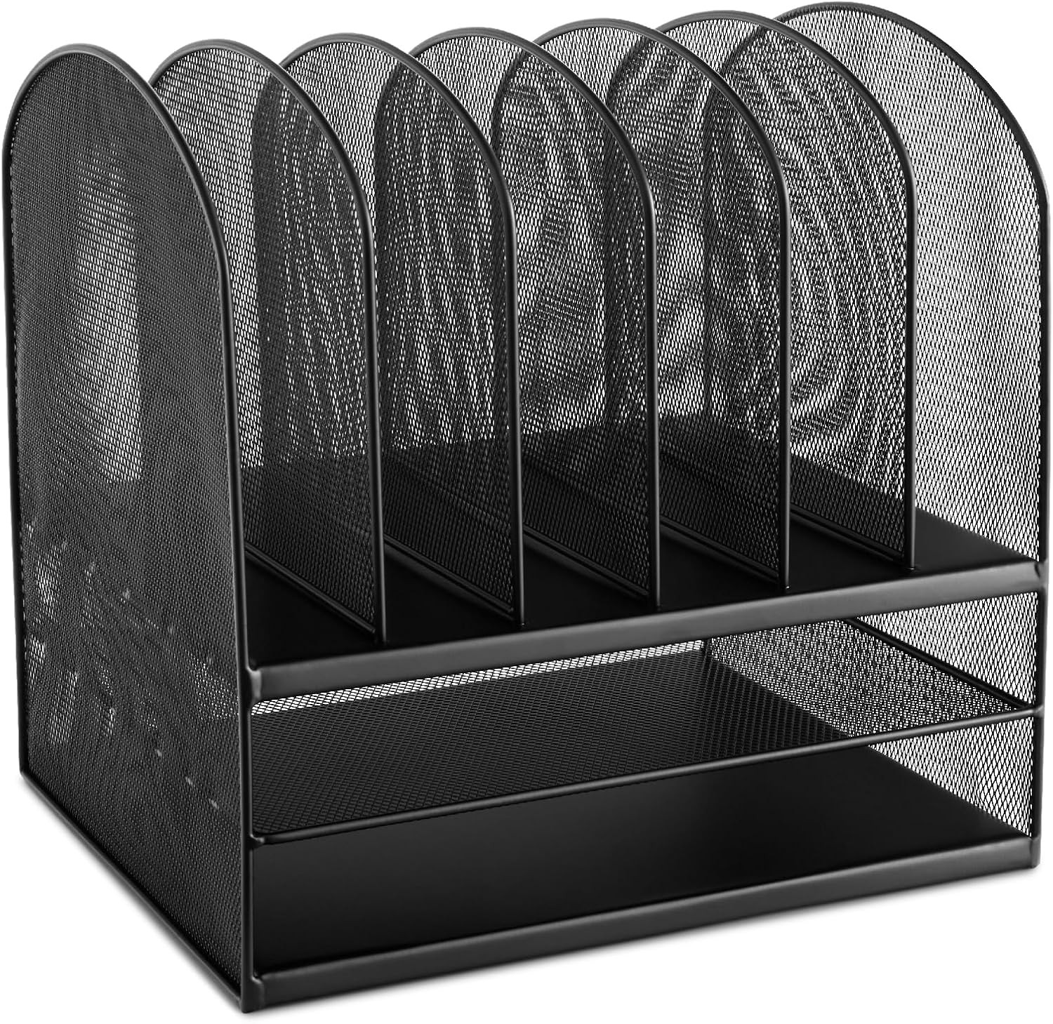 Onyx Desk Organizer, 6 Vertical Compartments and 2 Trays, Office and Classroom M