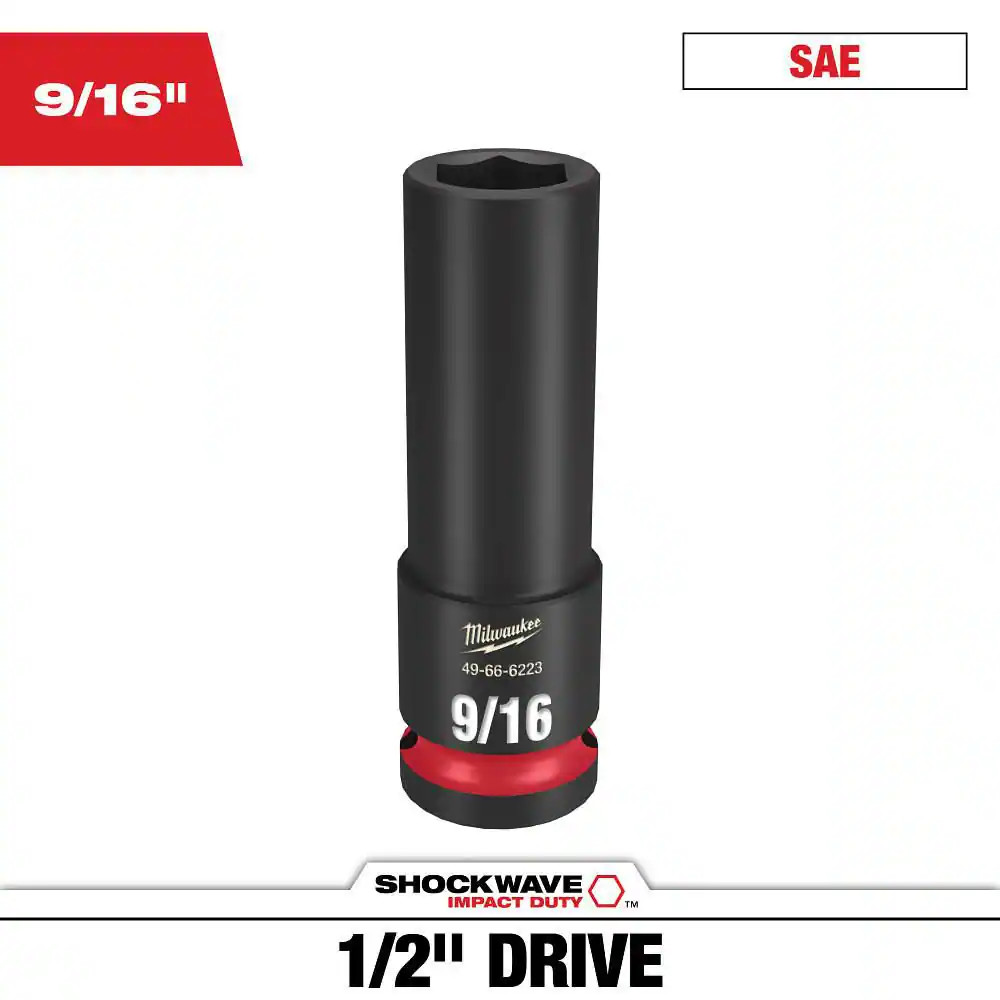 SHOCKWAVE 1/2 In. Drive 9/16 In. Deep 6 Point Impact Socket (1-Pack)