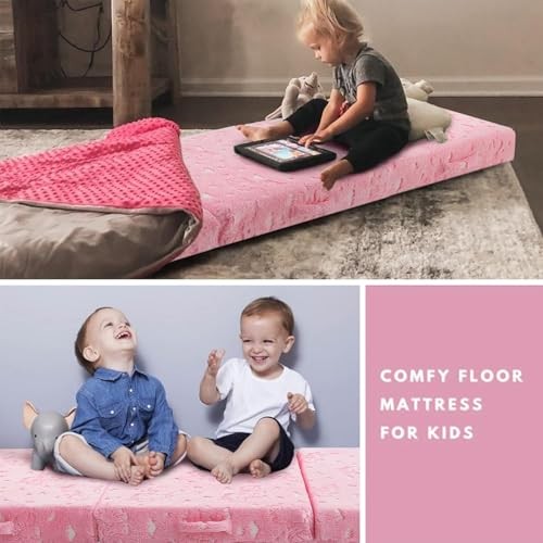 Glow Foldable Floor Mattress for Kids, Trifold Nap Mat for 75x25x3" Unicorn