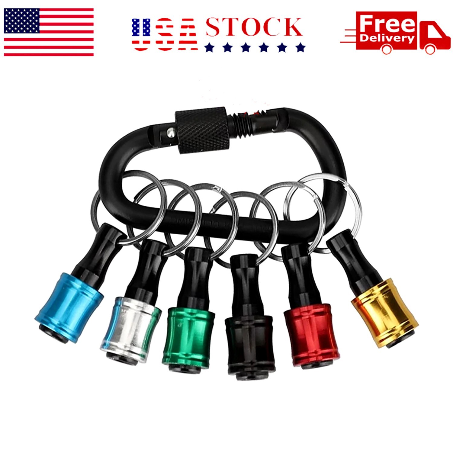 1/4" Hex Shank Quick Release Keychain Screwdriver Drill Bit Holder Bit Set