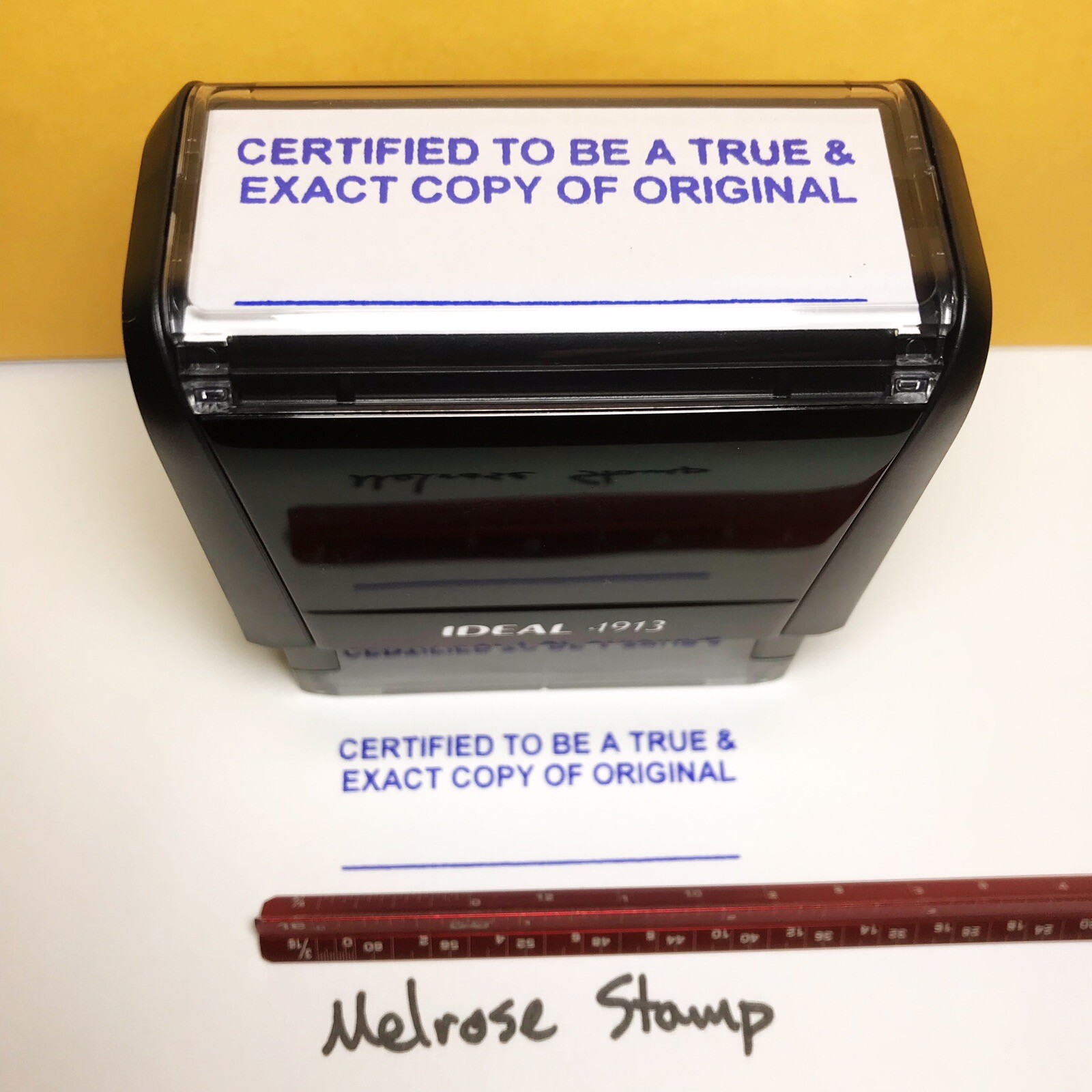 Certified To Be True Exact Copy Of Original Rubber Stamp Blue Ink Ideal 4913