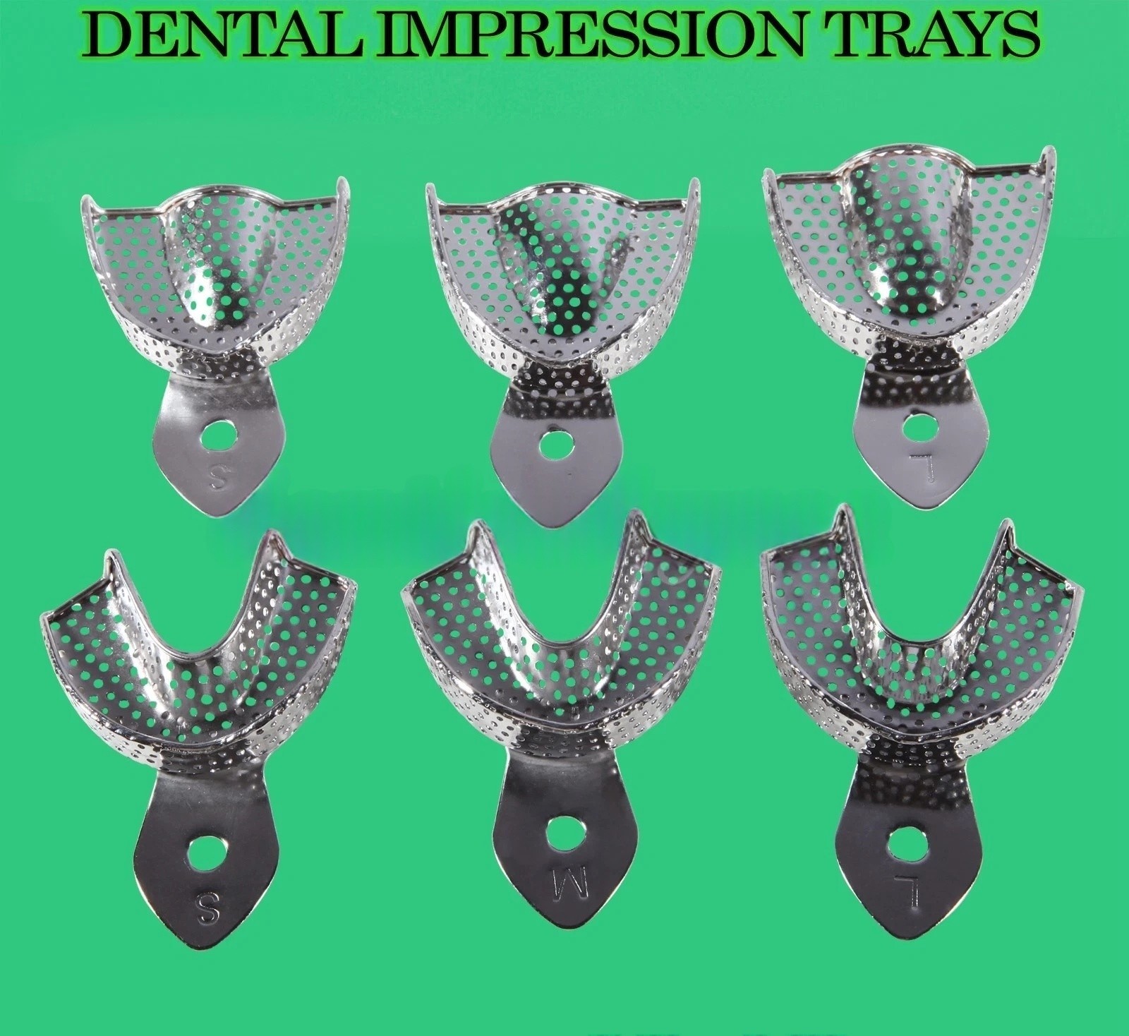 6X de Bandejas Dentales Perforadas para Impresiones Instrumentos para Edéntulos