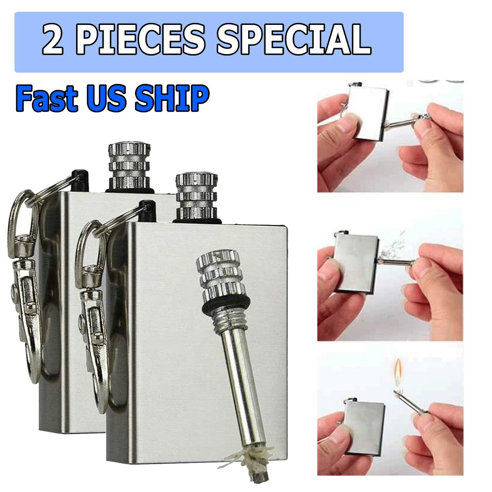 Lighter Flint Magnesium Emergency Fire Starter Camp Survival Refill Waterproof