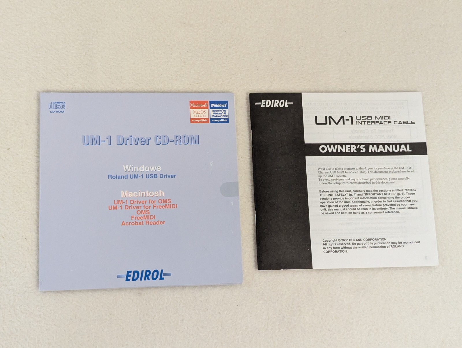 Roland OMS FreeMIDI Acrobat UM-1 Edirol Driver CD-ROM Windows & Mac