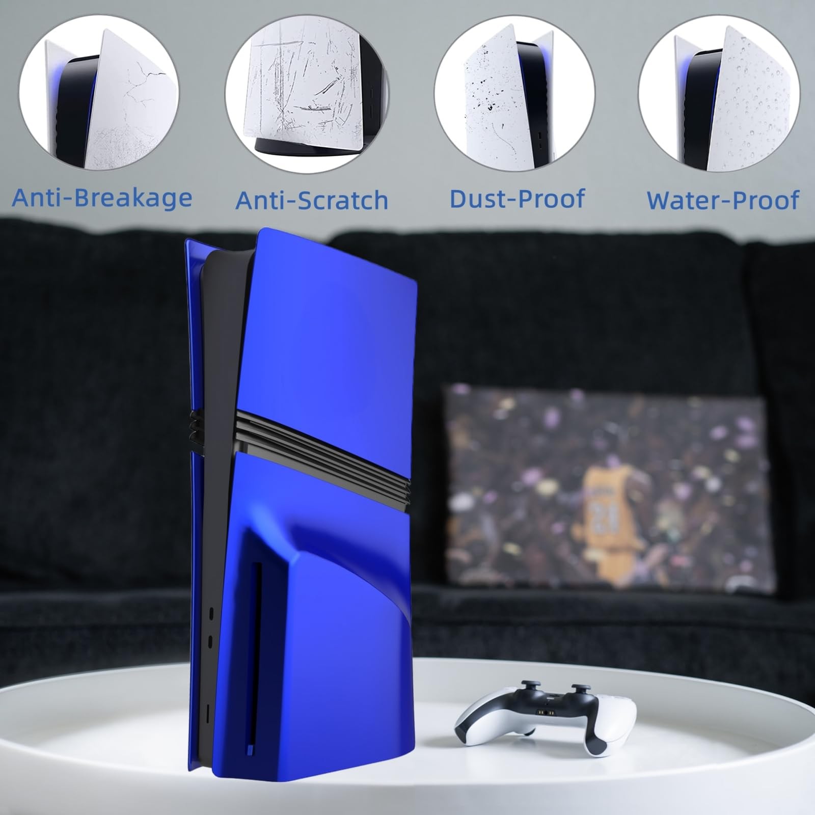 Pro Disc Edition Cover Plates for New PS5 Console, Shell Panels Blue