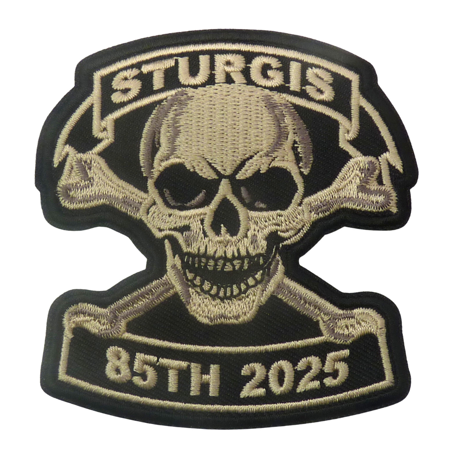 Sturgis 85th 2025 Event Embroidered Patch Skull and Crossbones.