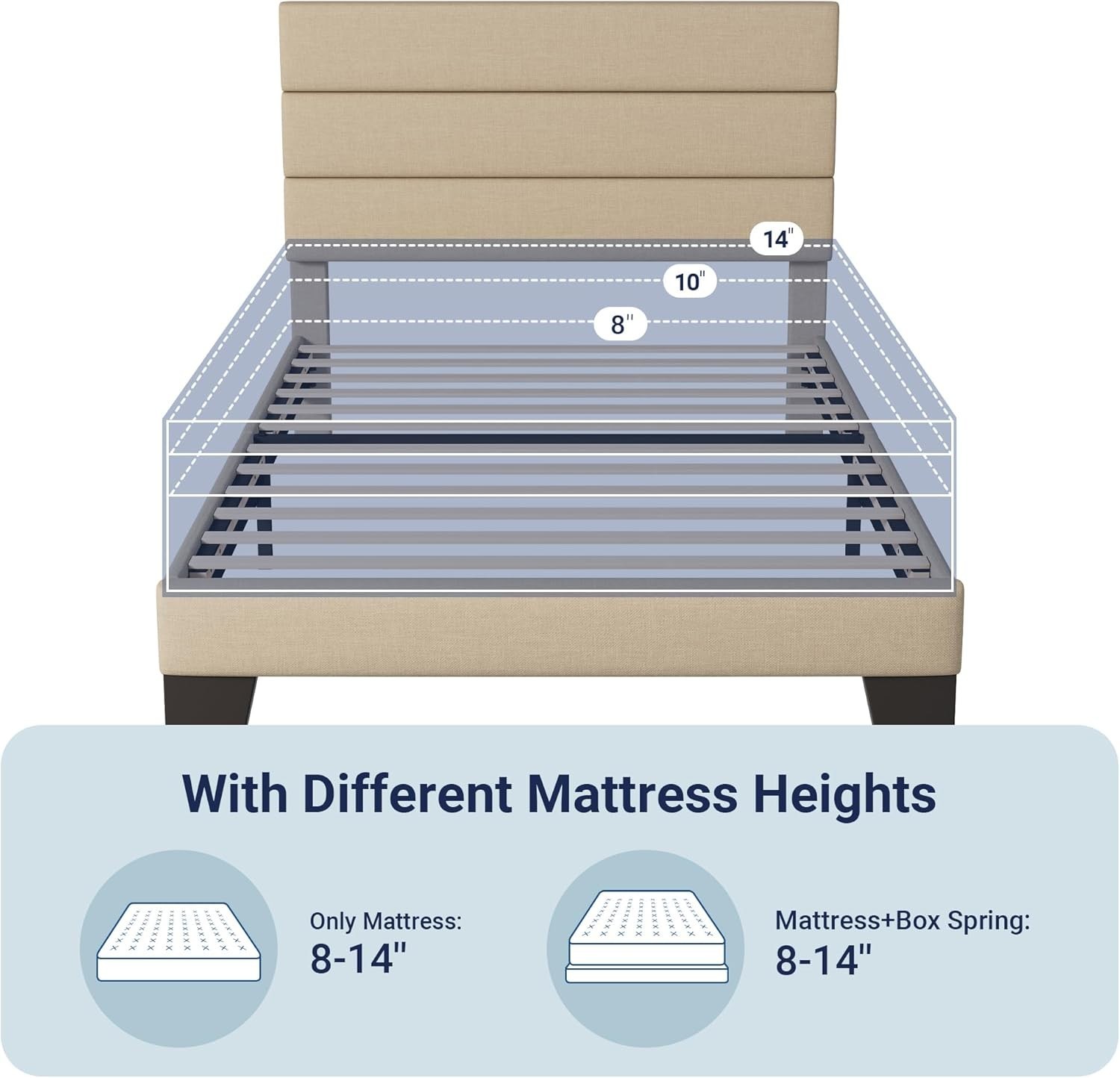 Sturdy Twin Size Bed Frame with Wooden Slats - Easy Assembly
