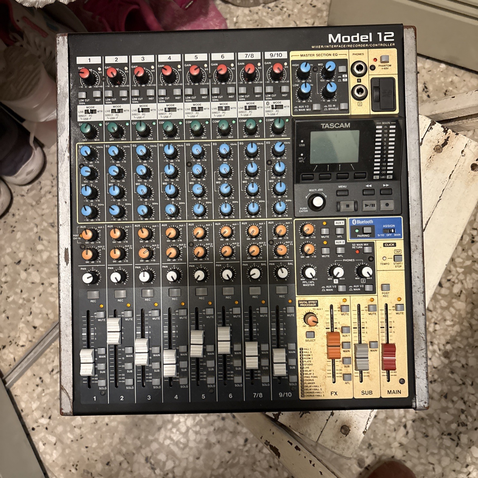 Tascam Model 12 All-in- 1 Production Mixer. Power On & Off. SWITCH PROBLEM READ!