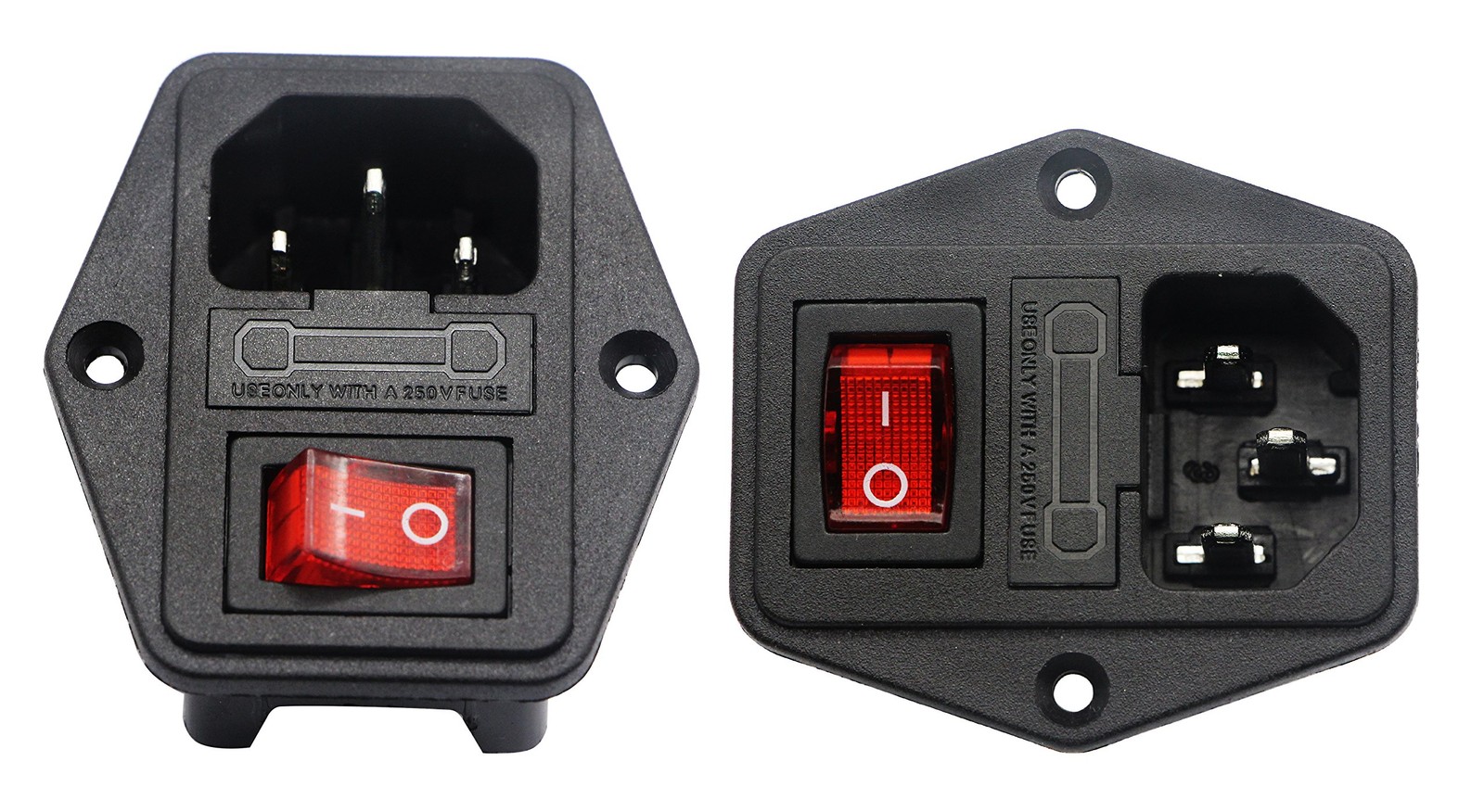 10A 250V AC Rocker Switch Power Socket 3 Pin IEC320 C14 Inlet Module Plug Fus...