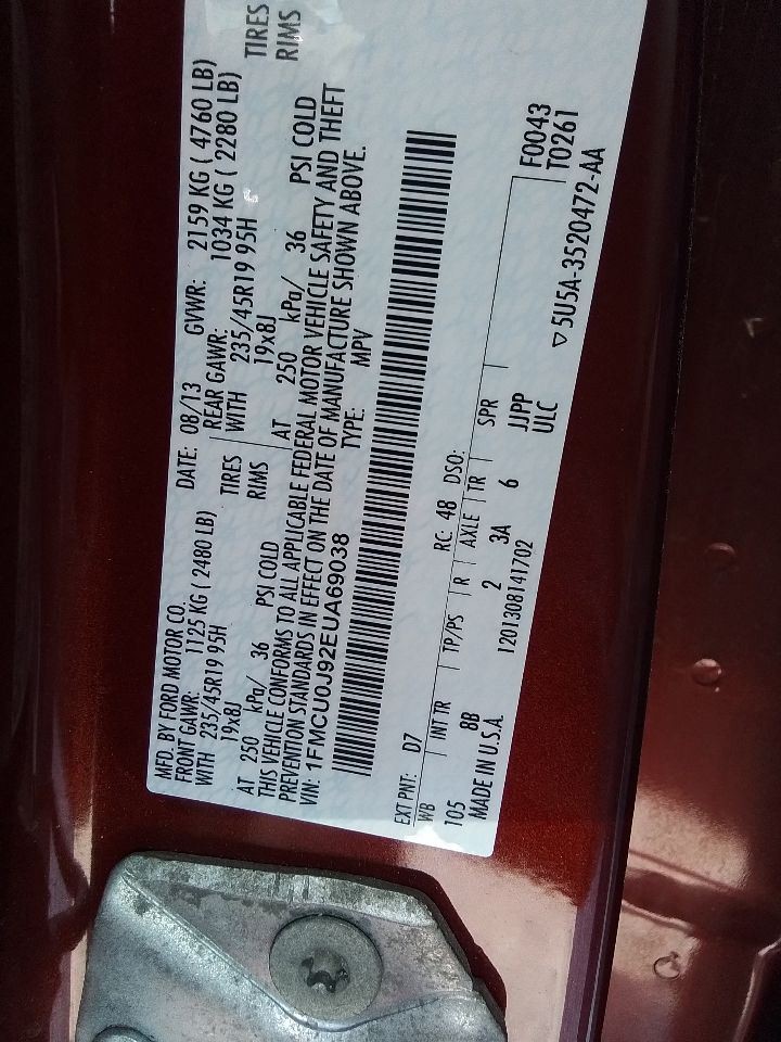 2013-2019 Ford Escape Front Driver Lower Left Knee Air Bag