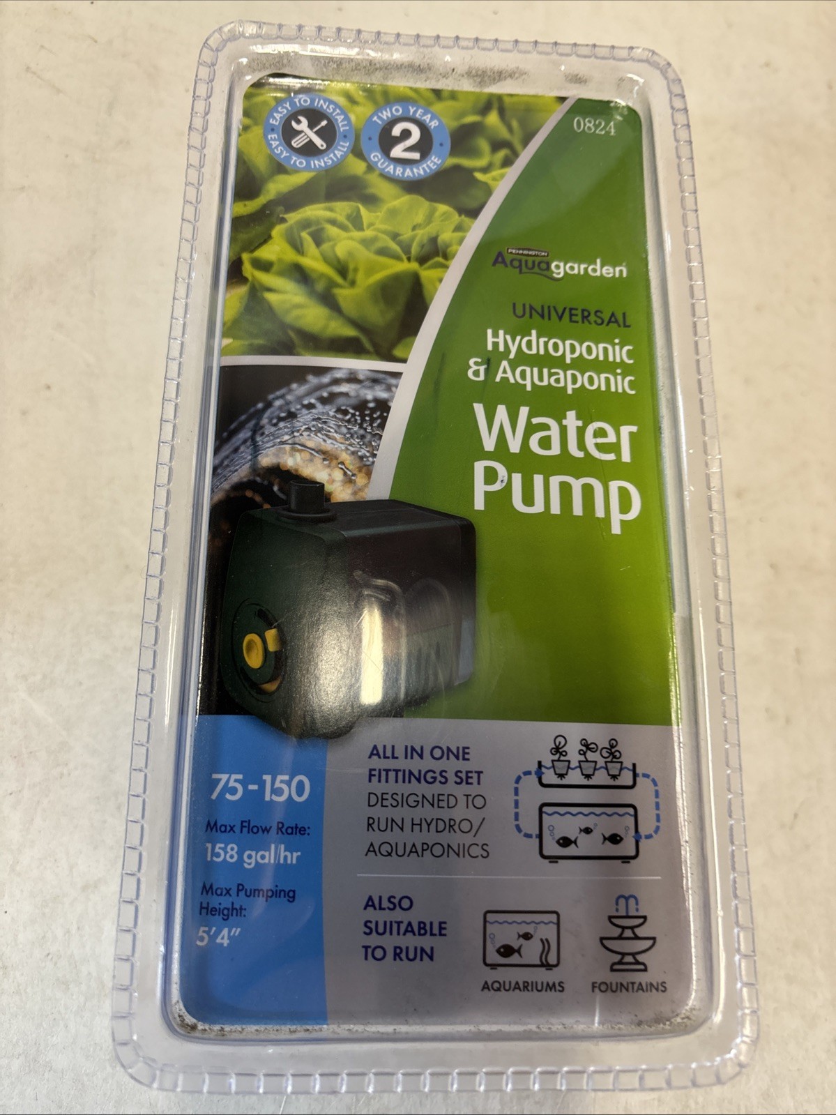Pennington AquaGarden Water Fountain Pump,75-150  Max Flow 158gal/hr.A5 592