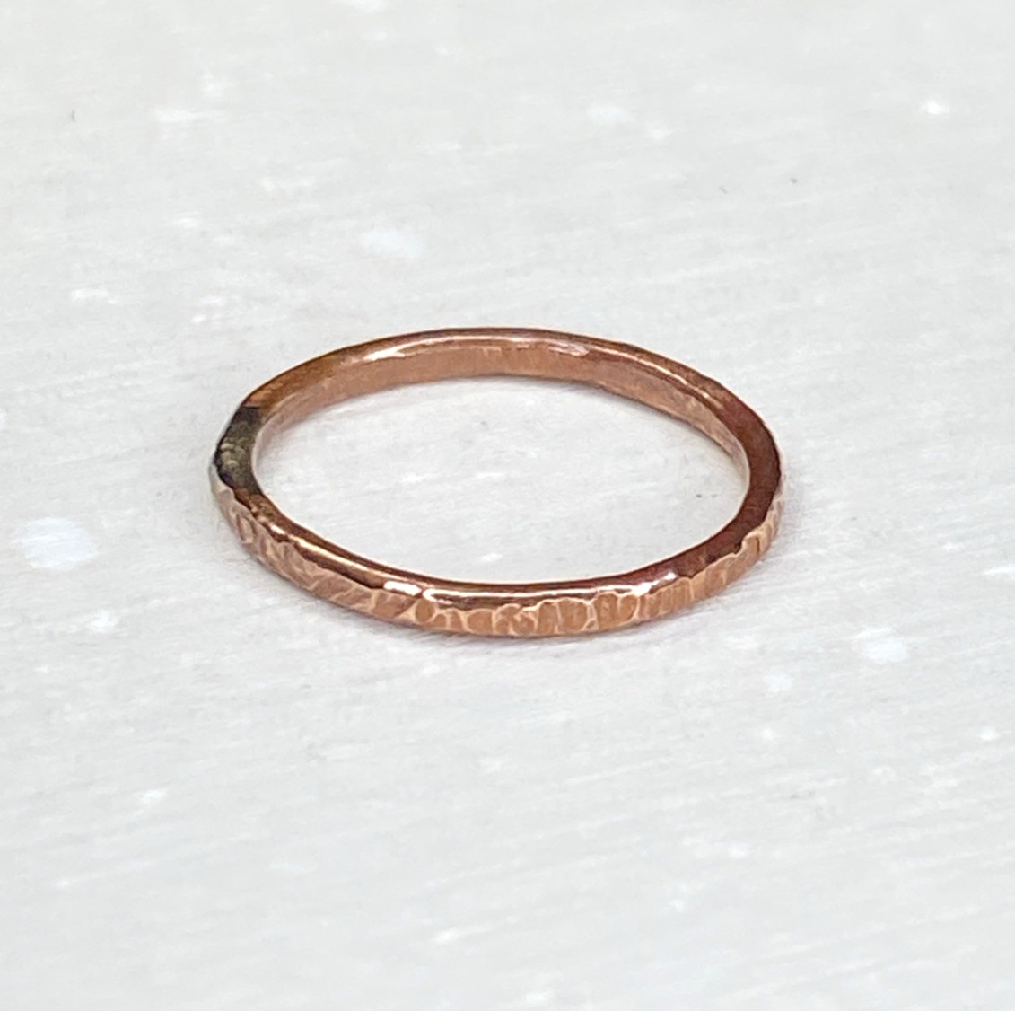 Copper Ring Stackable Hammered Rings band Size 6.5 Wedding Ring Unisex thin 2mm