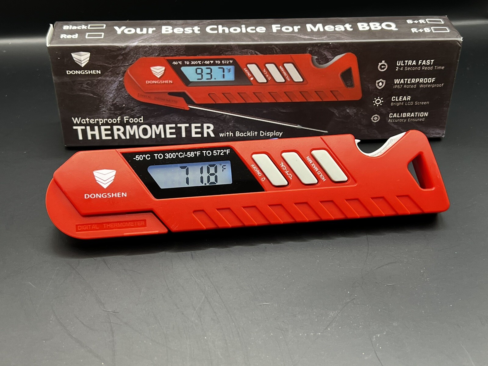 New Instant Read Meat Thermometer Digital LCD Cooking BBQ  Food Thermometer Red