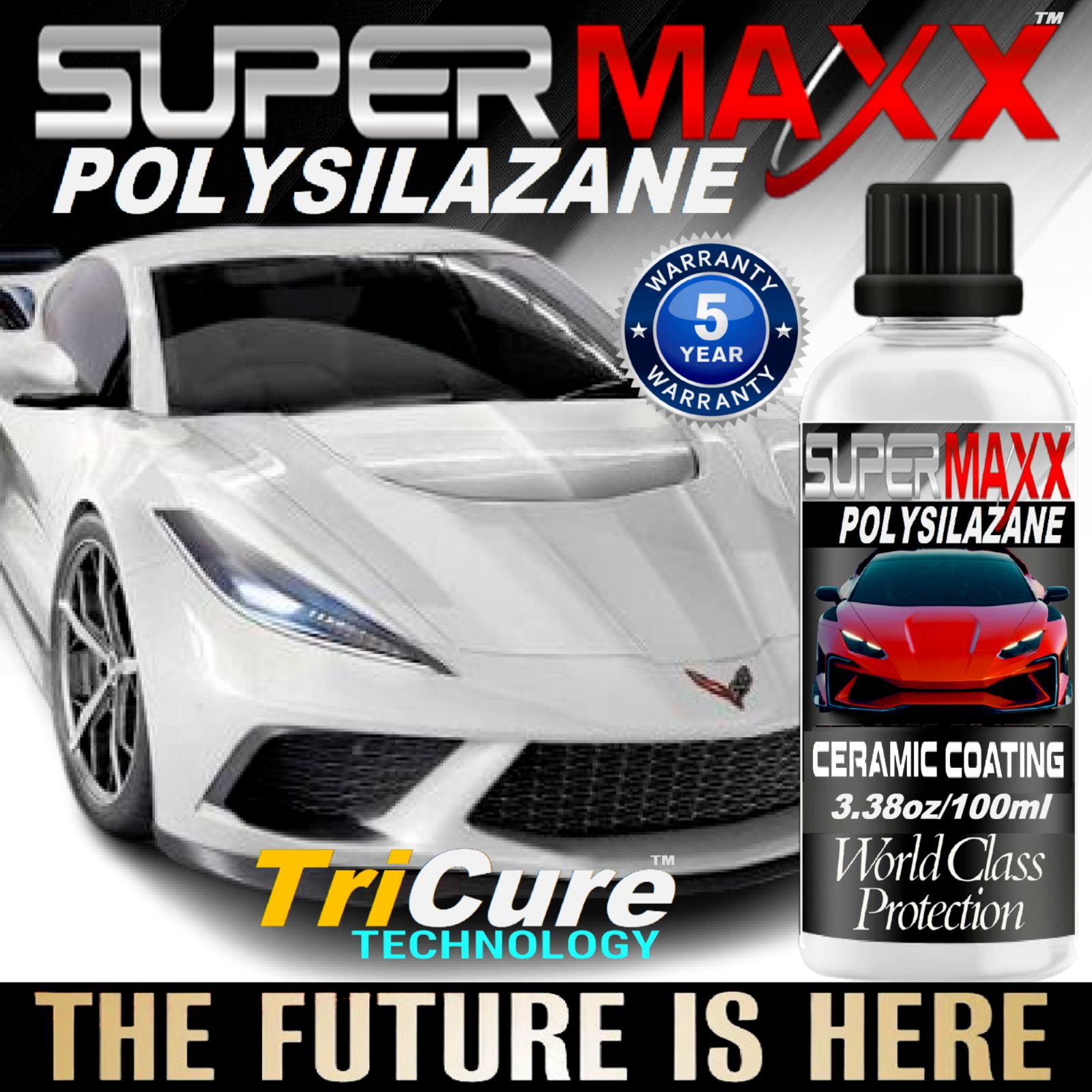 CERAMIC CAR COATING 5 YR ADVANCED PAINT PROTECTION HIGH GLOSS POLYSILAZANE - KIT