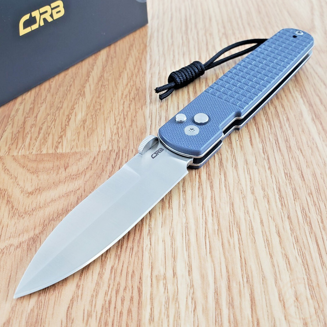 CJRB Locust Folding Knife 3.13" AR-RPM9 Steel Blade Blue Textured G10 Handle