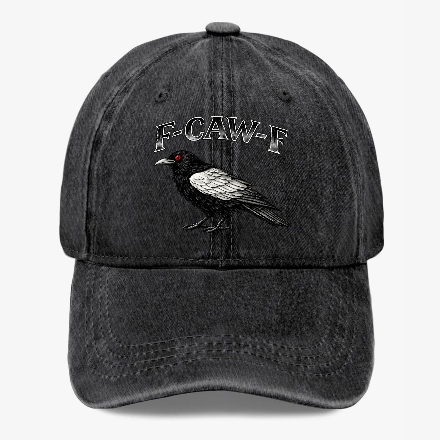 Funny Raven F CAW F Wordplay Hat Dark Humor Bird Lover Baseball Cap 7 Colors