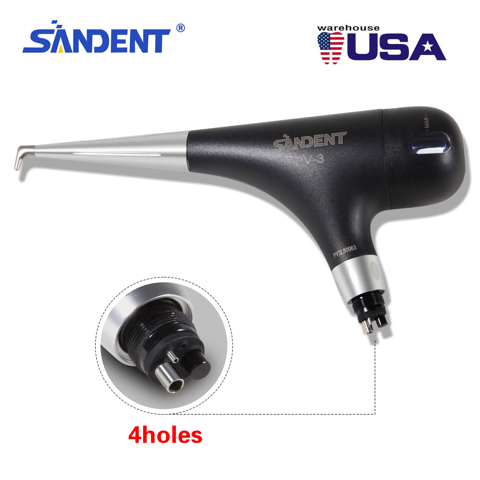 Dental Air Flow Teeth Polishing Polisher Handpiece Hygiene Prophy Jet 4 Holes BK