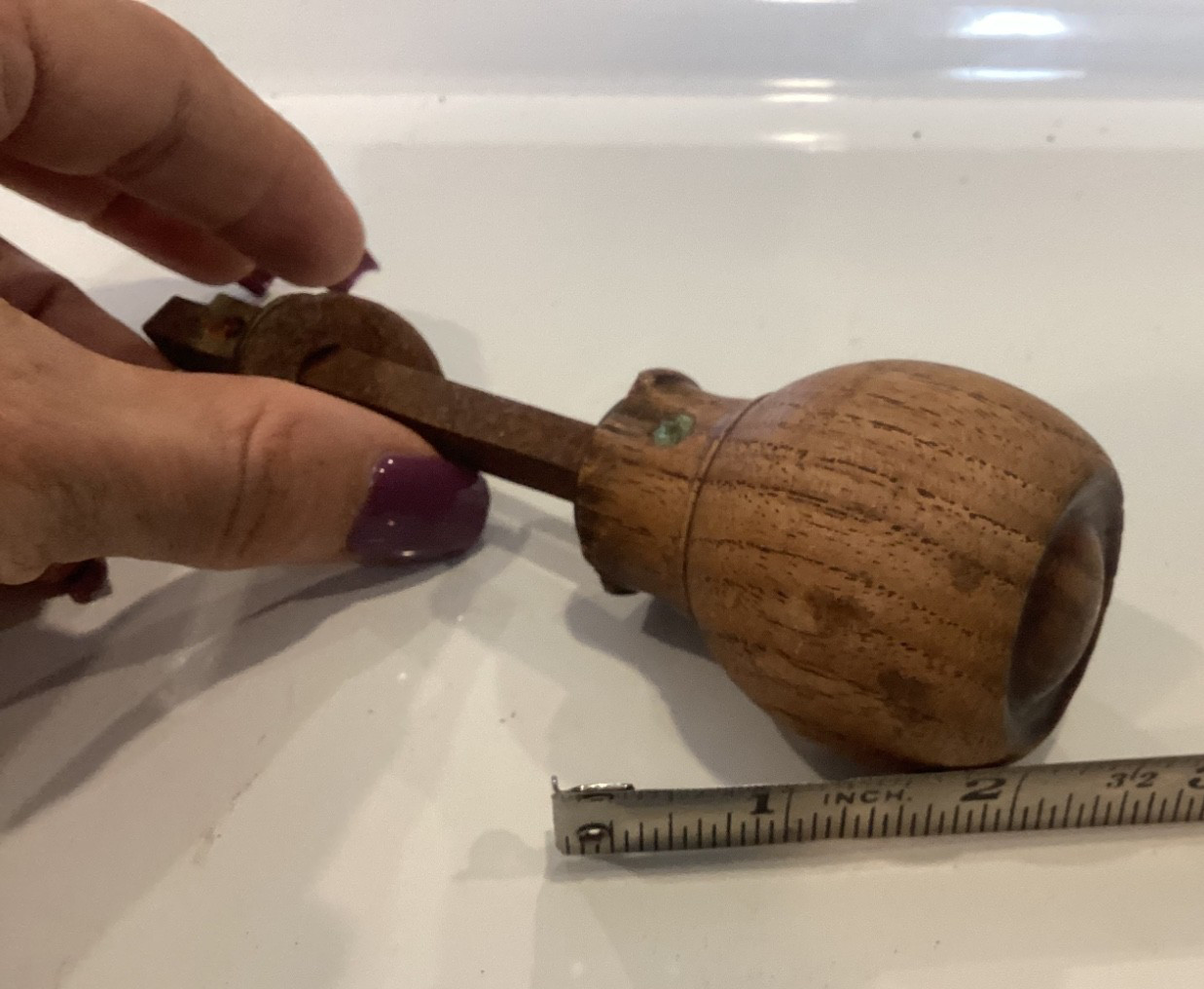 Rare Unique Collectible Antique Wood Door Knob With Spindle Salvage Restoration