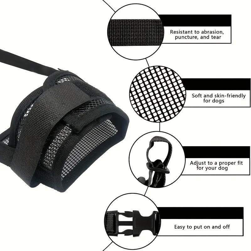 Dog Muzzle for Medium Large Dogs Soft Nylon Muzzle Adjustable Straps