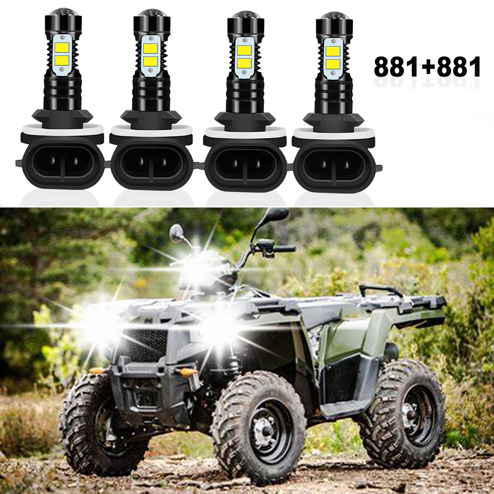 For Polaris Sportsman 500 4x4 HO 2006-2013 4PC LED Headlight Bulbs White 6000K