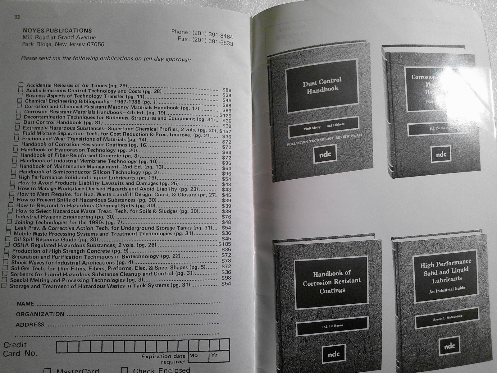 1990 Noyes Publications Chemical Engineering Catalog
