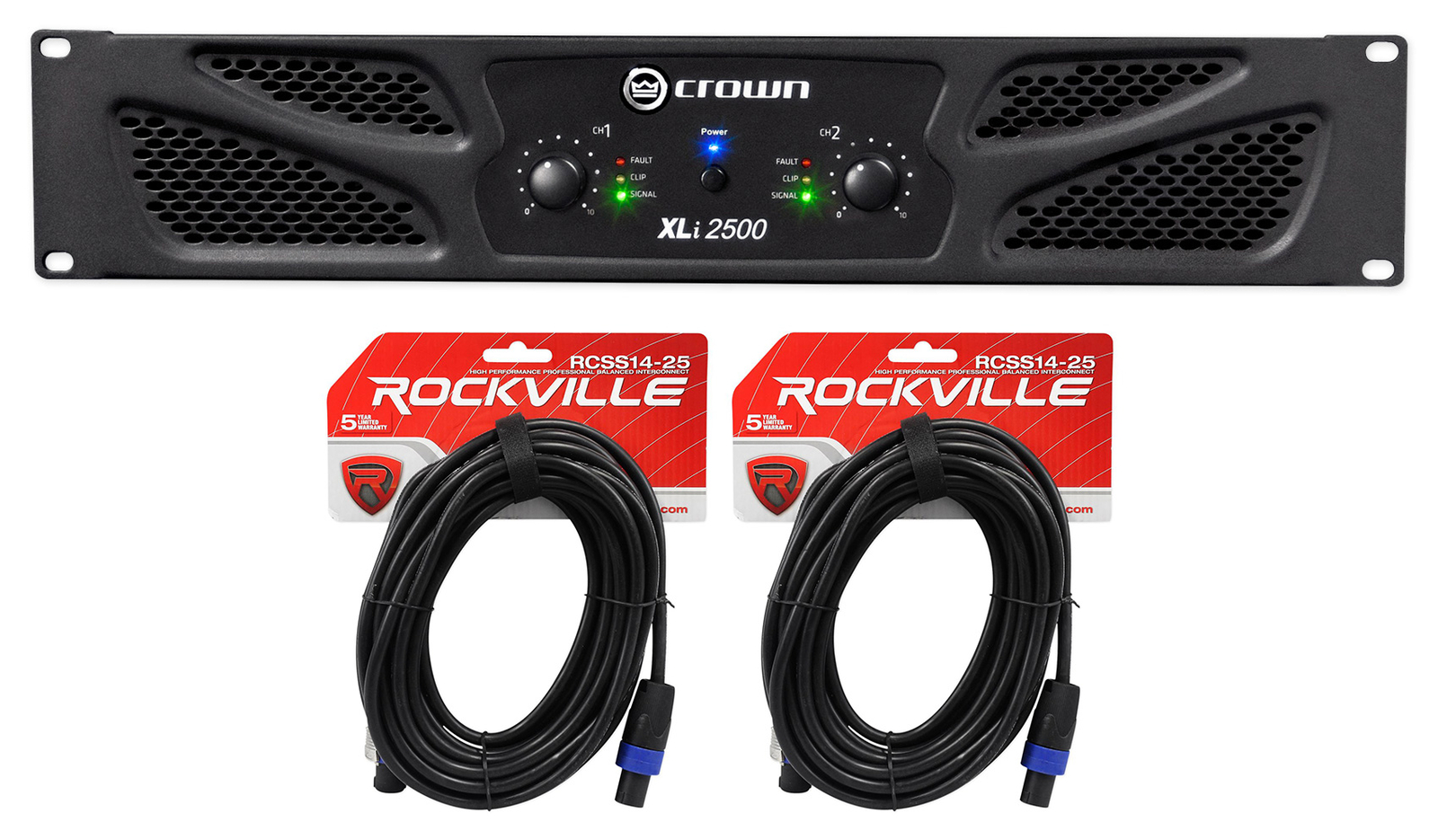 Crown Pro Audio XLi2500 1500w 2 Channel DJ/PA Amplifier Amp+(2) Speakon Cables