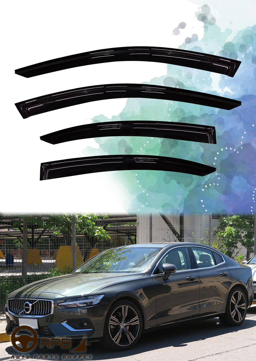 For Volvo S60 2019-2025 Deflector Window Visors Guard Vent Weather Shield