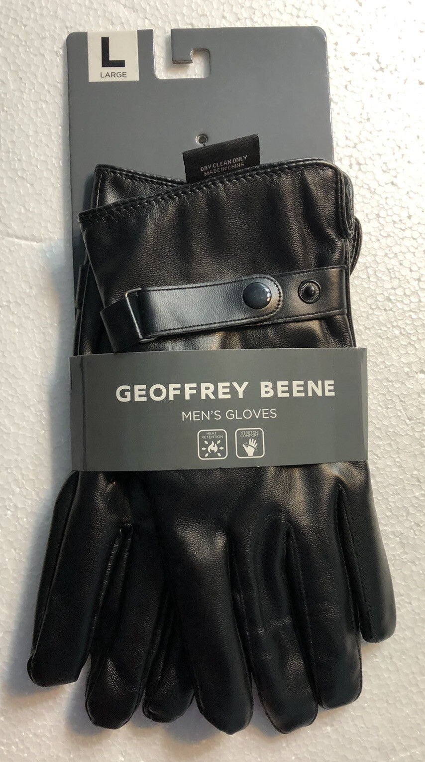 Geoffrey Beene Men’s Winter Black Gloves Size Large PU (Poly) Synthetic Leather