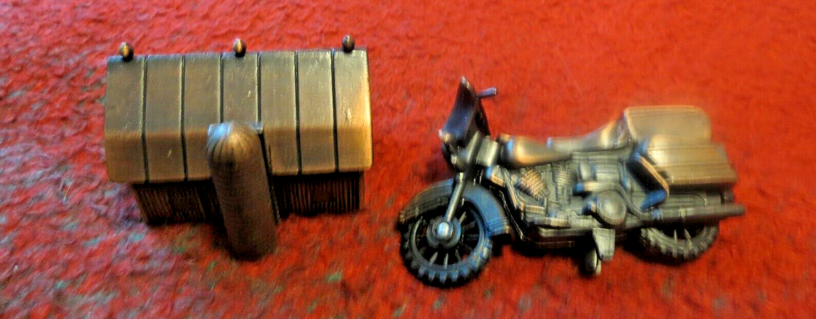 Miniature Collectible Motorcycle And Farm Barn Die Cast Metal Pencil Sharpeners
