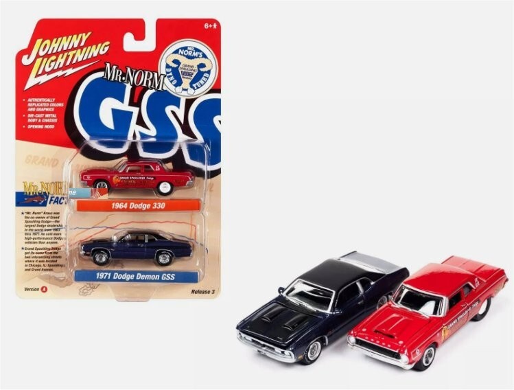 1964 DODGE 330 & 1971 DODGE DEMON GSS 1/64 JOHNNY LIGHTNING JLPK019-JLSP275-A