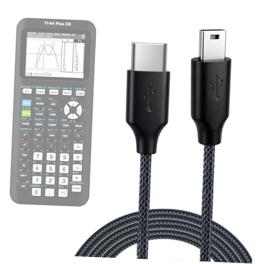 [Single Pack Braided USB Charging Cable] for TI-84 Plus CE, TI-84 Plus C