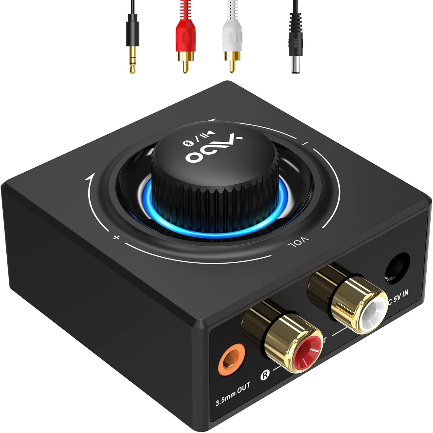 YMOO B06T3 Bluetooth 5.3 Receiver, 100Ft RCA Bluetooth Audio Adapter for 3.5Mm J