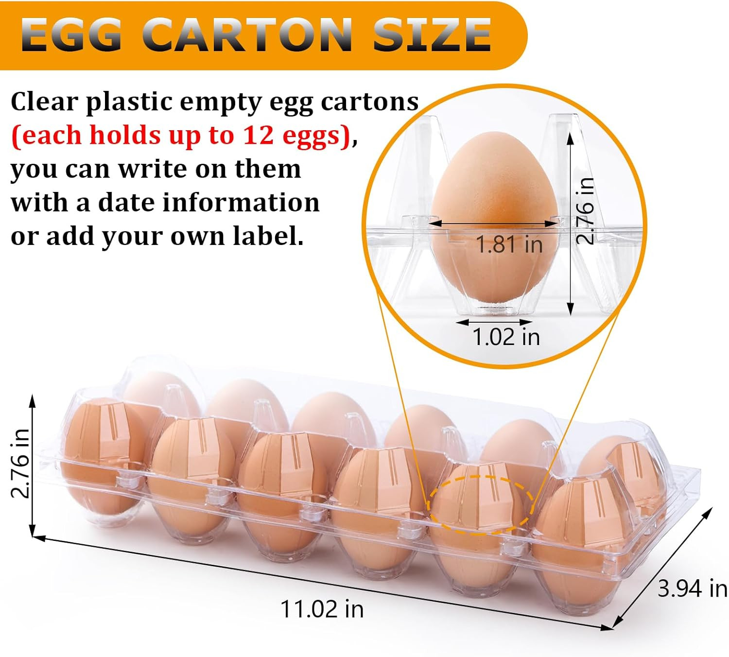 48 Pack Egg Cartons Cheap Bulk 12 Count, 1 Dozen Clear Empty Chicken Egg Cartons