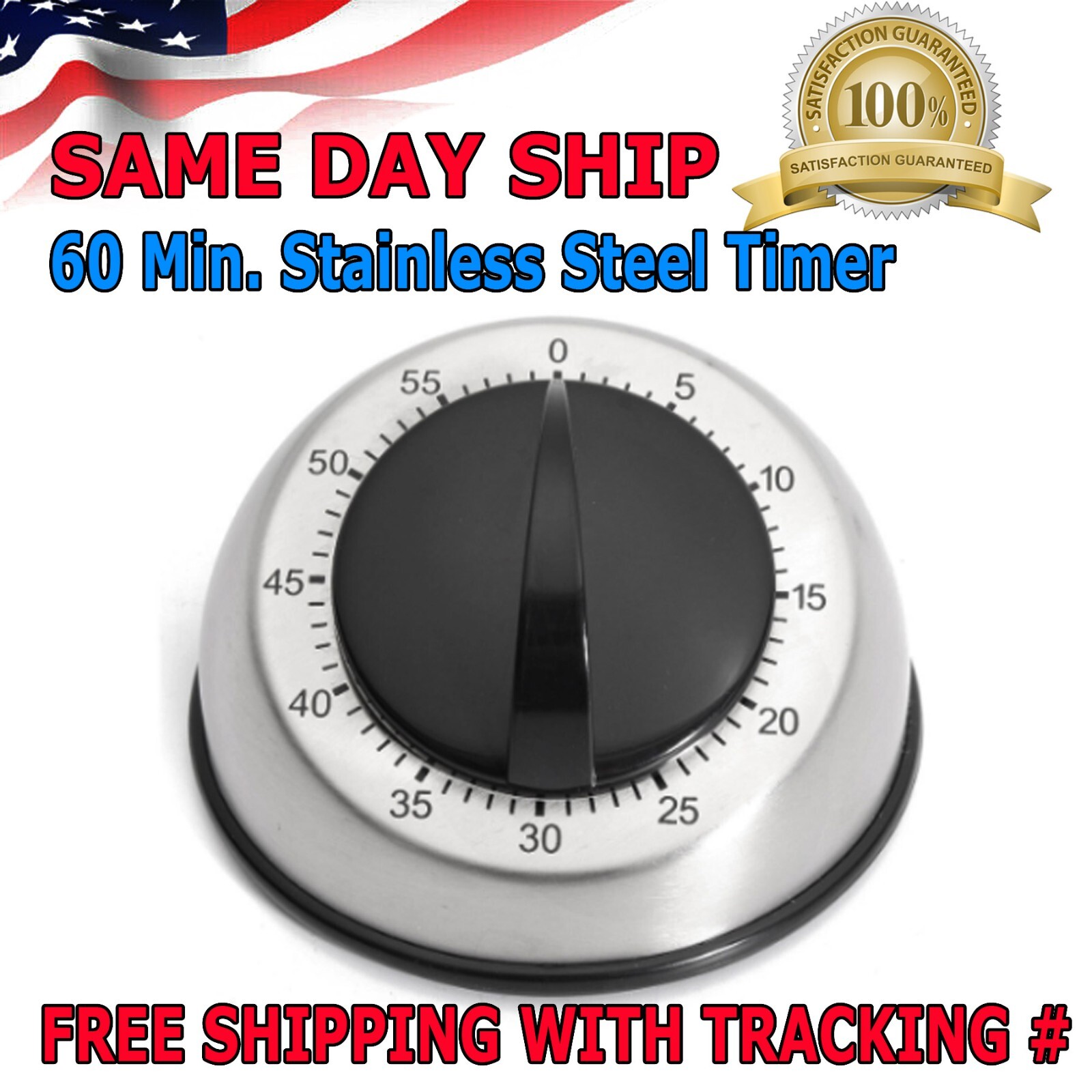 Long Ring Bell Alarm Loud 60-Minute Kitchen Cooking Wind Up Timer Mechanical US