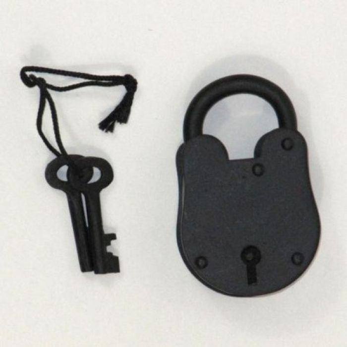 ANTIQUE LOCK OLD STYLE WITH KEYS 3.5"H - PADLOCK AND KEYS - PIRATE - LOCK & KEYS