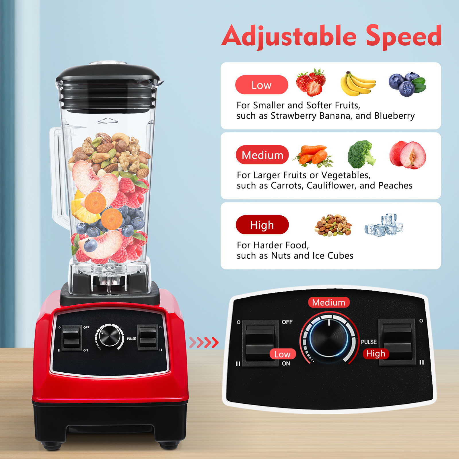 3HP 2L Professional Blender Heavy Duty Commercial Blender Mixer Juicer 80db