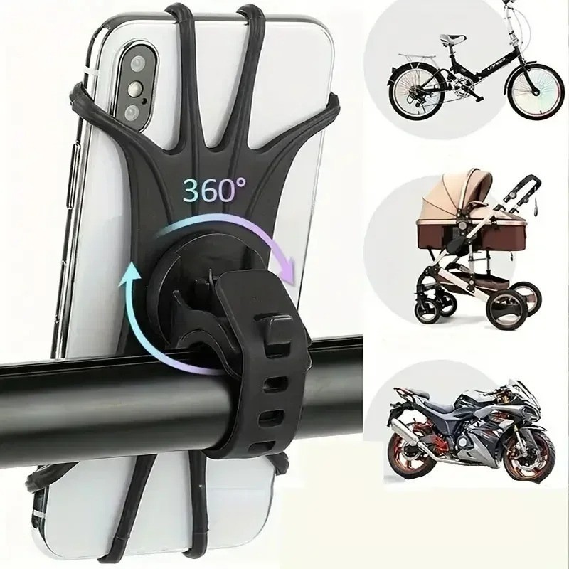 360 Rotatable Bike Motorcycle Phone Holder Silicone Safe Mount Universal