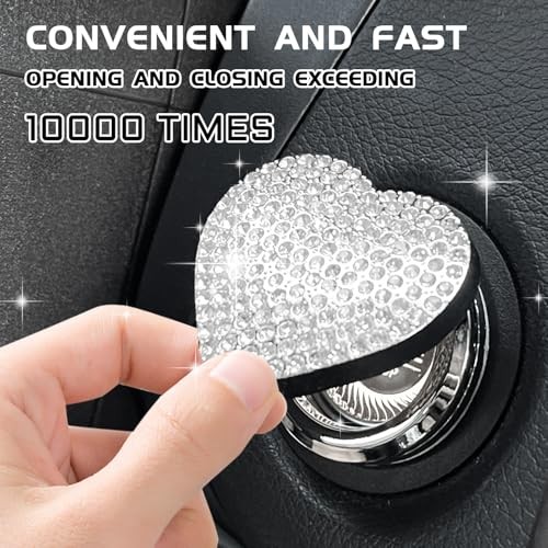 Heart Shape Car Engine Start Button Cover - Sparkly Rhinestone Ignition - White