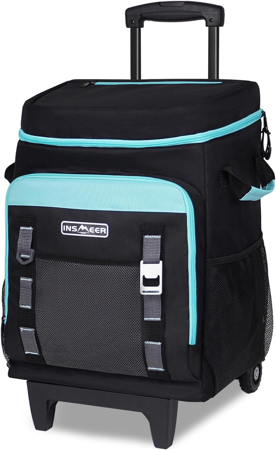 INSMEER Cooler with Wheels and Handle, 80 Cans/50L Rolling Cooler, Portable S...