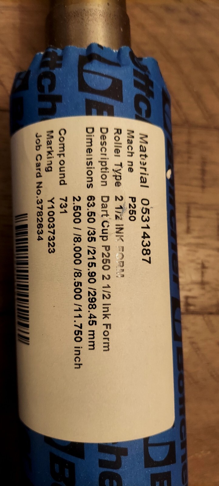 BOTTCHER 2 1/2" DART CUP PRINTER INK FORM ROLLER 05314387
